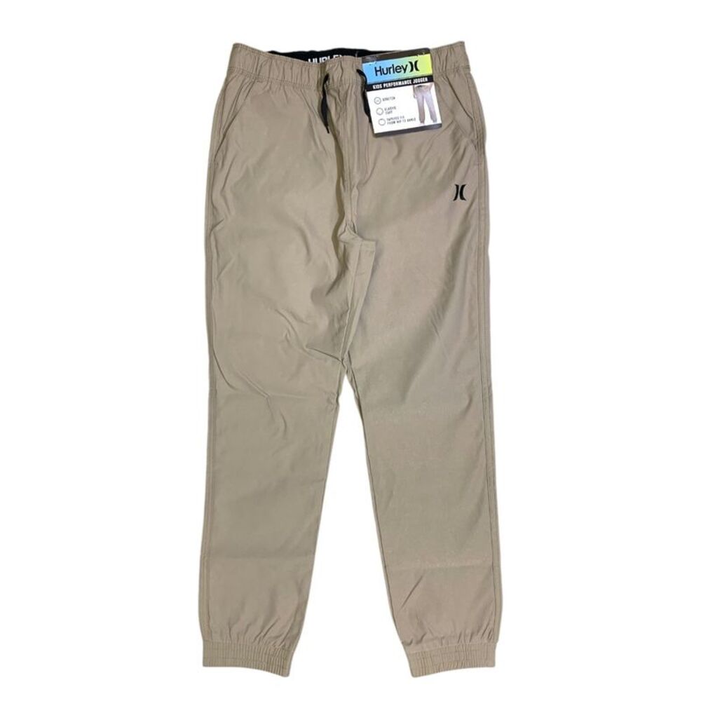 Khaki - Hurley Boys Performance Jogger, Stretch Material, Tapered Fit with Elast